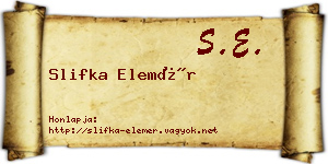 Slifka Elemér névjegykártya